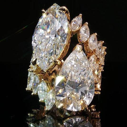 13.5 ctw Pear and Marquise-Cut Dual-Sapphire Engagement Ring