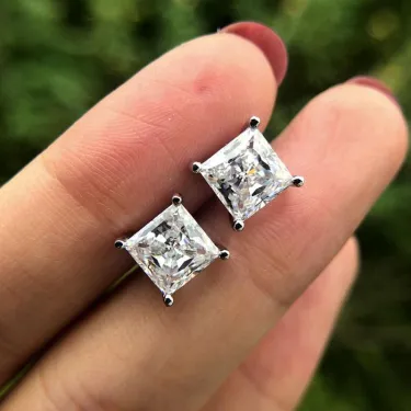 2.0ct Princess Cut Sapphire Stud Classic Earrings - JEWELBUYS