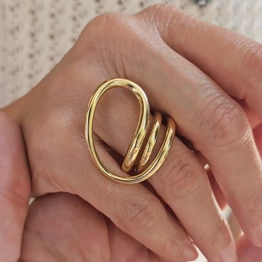 Minimalist Golden Geometric Stylish Ring - JEWELBUYS