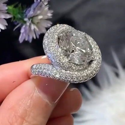 8.0ctw Round Cut White Sapphire Surround Engagement Ring-JEWELBUYS