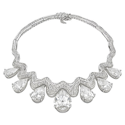 140Ctw Pear-shaped Cut Exquisite Luxury Sapphire Art Necklace-JEWELBUYS