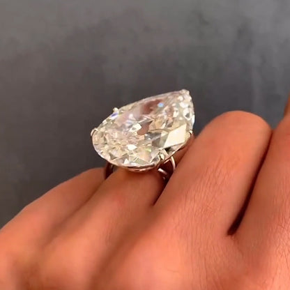 Impressive 30ct Pear Cut White Sapphire Women's Engagement Ring in Silver-JEWELBUYS