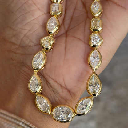 38.78Ctw Multi-cut bezel-set sapphire necklace-JEWELBUYS