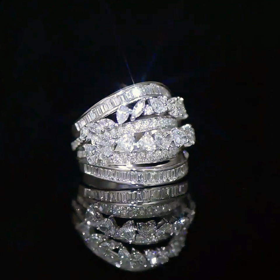 4ctw Multi-Cut White Sapphire Multi-Layered Ring-JEWELBUYS