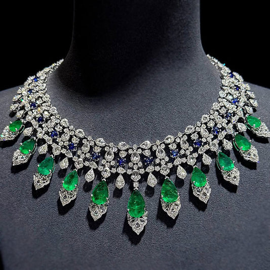 130Ctw Multicolor Sapphire Peacock Necklace-JEWELBUYS