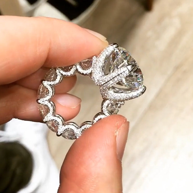 Unique 10ct Round Cut White Sapphire Engagement Ring-JEWELBUYS