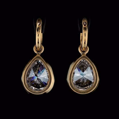 4.0Ctw Pear-Shaped Sapphire Pendant Earrings with Bezel Setting-JEWELBUYS
