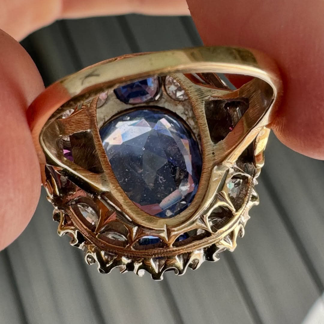9Ctw Red White Blue Sapphire Vintage Ring-JEWELBUYS