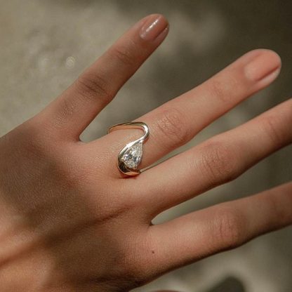 Minimalist 2ct Pear Cut White Sapphire Embrace Engagement Ring-JEWELBUYS