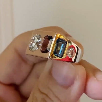 10Ctw Multi-colored sapphire stacked engagement ring-JEWELBUYS