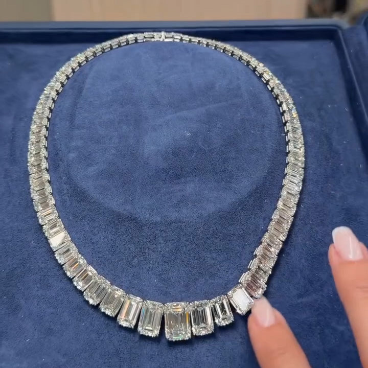 115Ctw Flawless Emerald-Cut Sapphire Necklace-JEWELBUYS