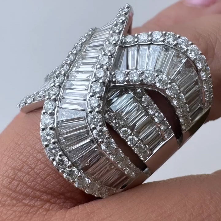 5.0Ctw Baguette Cut Unique Shape Wrap Ring-JEWELBUYS