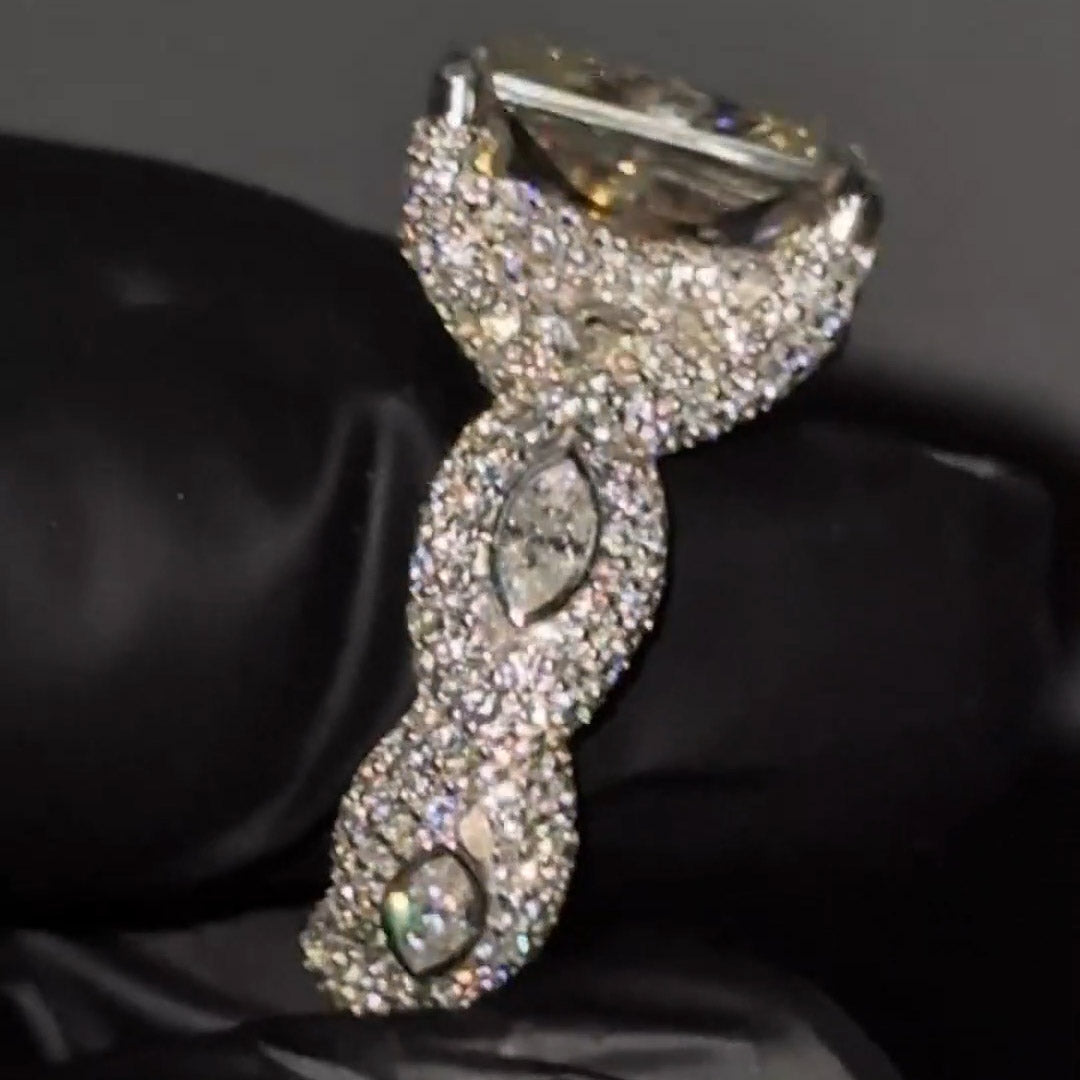 6.5Ctw Radiant Cut Twisted Arm Personalized Ring-JEWELBUYS