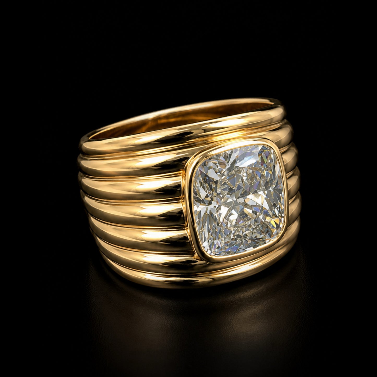7.2Ct cushion-shaped floral single sapphire wide engagement ring-JEWELBUYS