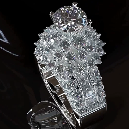 Deluxe 15 ctw White Sapphire Round Cut Engagement Ring - JEWELBUYS