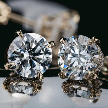 3.0Ctw New classic round sapphire earrings-JEWELBUYS