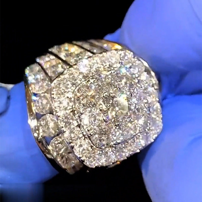 7.79Ctw Round Sapphire Giant Gemstone Engagement Ring-JEWELBUYS