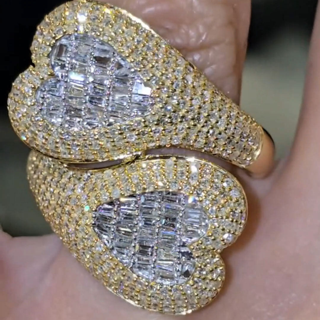 4.85ctw Baguette Sapphire Unique Design Bypass Ring-JEWELBUYS