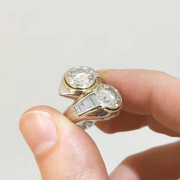 6.0Ctw Round Double Sapphire Bypass Ring-JEWELBUYS