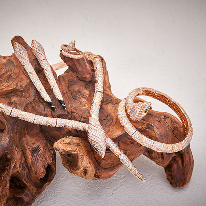 Luxury snake necklace, earrings, ring, and bracelet set-JEWELBUYS