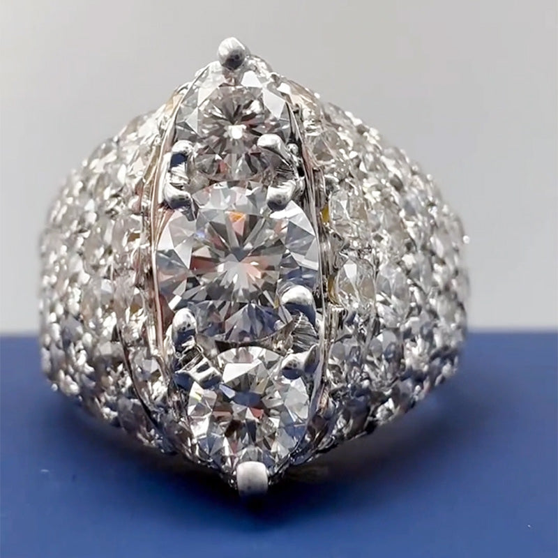 5.0Ctw Round Cut Sapphire Full-Set Engagement Ring- JEWELBUYS