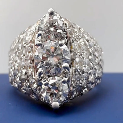 5.0Ctw Round Cut Sapphire Full-Set Engagement Ring- JEWELBUYS