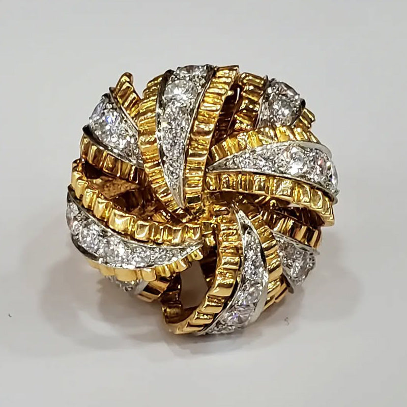 1.5Ctw Crushed White Sapphire Cocktail Art Ring-JEWELBUYS