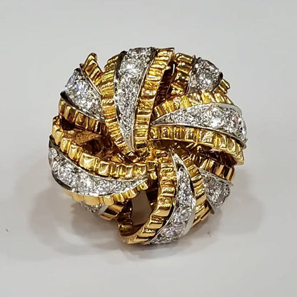1.5Ctw Crushed White Sapphire Cocktail Art Ring-JEWELBUYS
