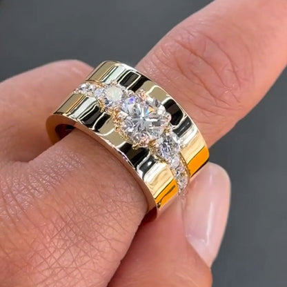 2.5ctw Round Cut Sapphire Vintage Band-JEWELBUYS
