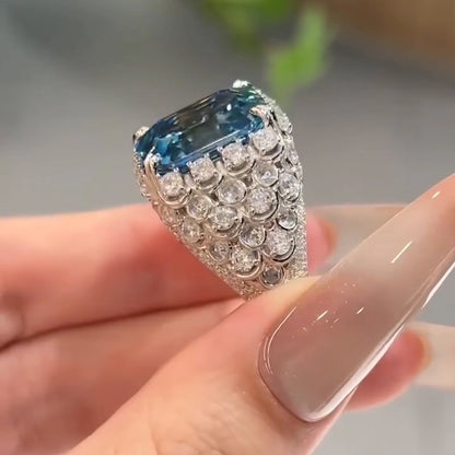 8.0Ctw Luxurious and elegant aquamarine engagement ring-JEWELBUYS