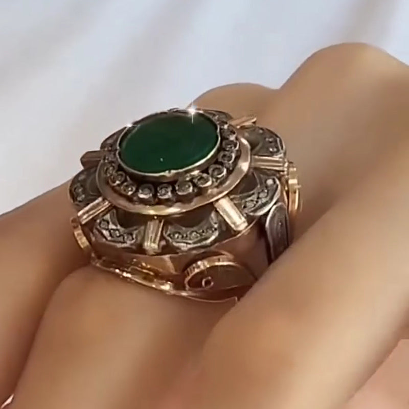 6ctw Vintage Style Round Emerald Luxury Large Ring-JEWELBUYS