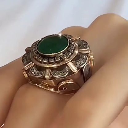 6ctw Vintage Style Round Emerald Luxury Large Ring-JEWELBUYS