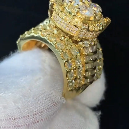 4.2Ctw Round and baguette cut sapphire luxury engagement ring-JEWELBUYS