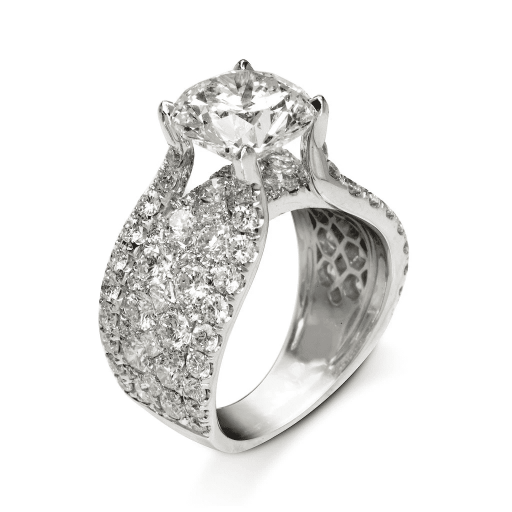 6.2ct Round Cut Paved Engagement Ring -JEWELBUYS