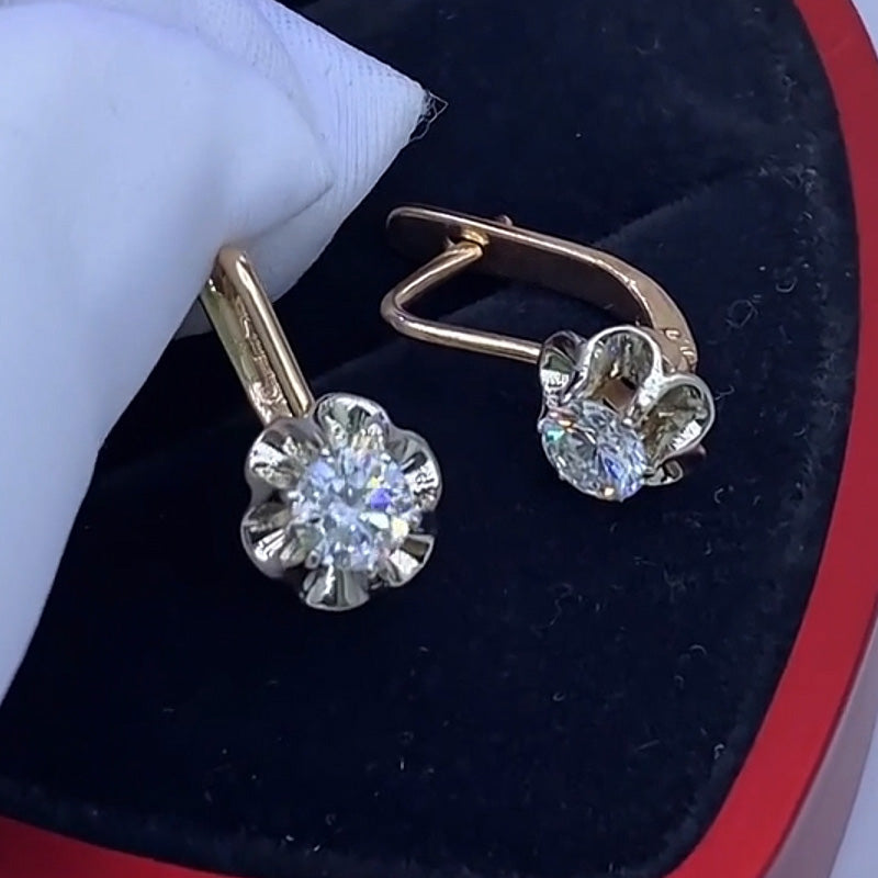 2.0Ctw Round Cut White Sapphire Vintage Style Old Fashioned Earrings - JEWELBUYS