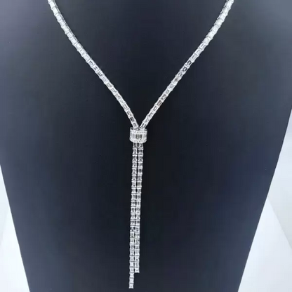 36ctw Emerald Cut White Sapphire Statement Necklace-JEWELBUYS