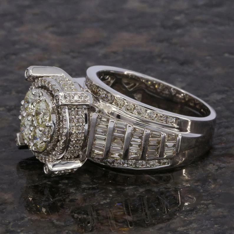 3.5Ctw Round Cut Fine White Sapphire Ring-JEWELBUYS