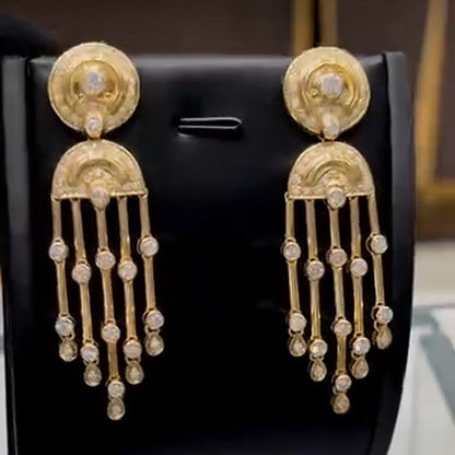 1.0Ctw Vintage Round Sapphire Tassel Earrings-JEWELBUYS