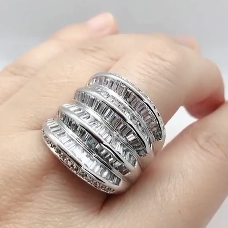 5.5ctw Baguette Cut White Sapphire Women's Vintage Ring-JEWELBUYS