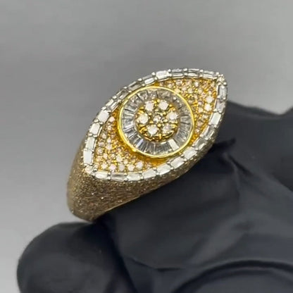 4.08Ctw Round and rectangular Evil Eye Sapphire Rings- JEWELBUYS