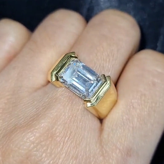 Classic 5.02ct Emerald Cut White Sapphire Engagement Ring-JEWELBUYS