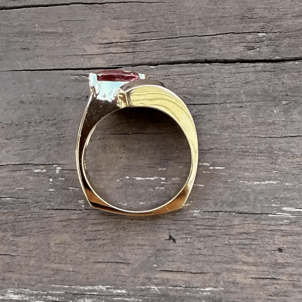 3ct Pear Cut Pink Tourmaline Channel Set Ring in Gold-JEWELBUYS