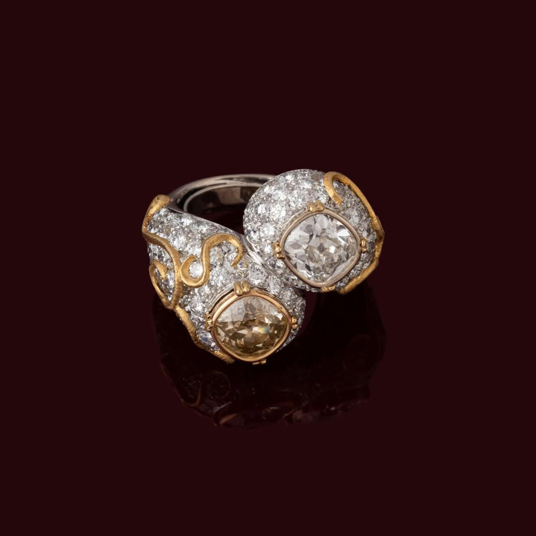 3.52Ctw cushion-cut sapphire bypass ring- JEWELBUYS
