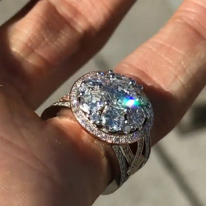 6.0Ctw Round Cut Round Band Cluster White Sapphire Ring-JEWELBUYS
