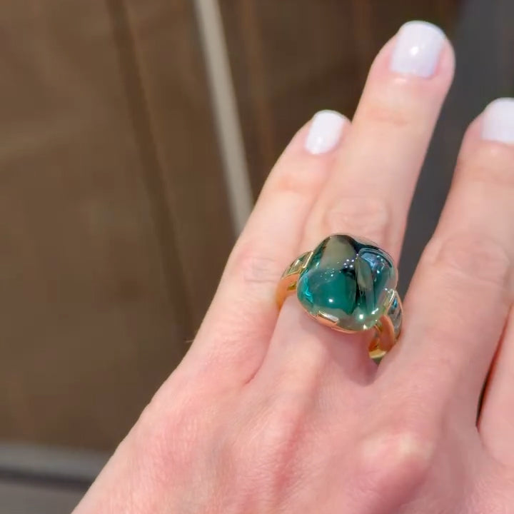 7.0Ctw Sugarloaf Green Sapphire Engagement Ring-JEWELBUYS
