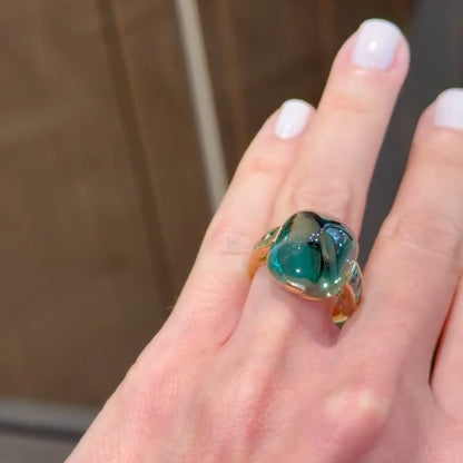 7.0Ctw Sugarloaf Green Sapphire Engagement Ring-JEWELBUYS