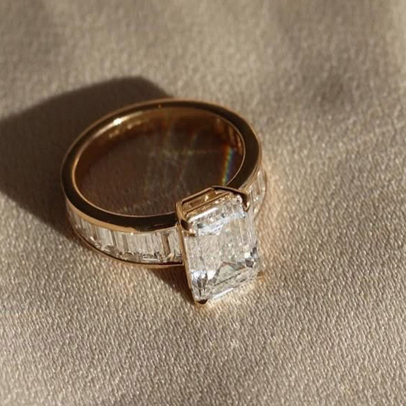5.0ctw Emerald Cut White Sapphire Statement Ring-JEWELBUYS