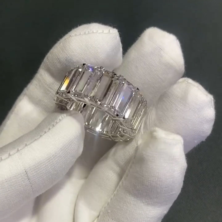 6.01Ctw Baguette Cut White Sapphire Eternity Band-JEWELBUYS