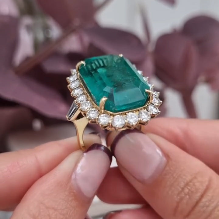 21Ctw Colombian Emerald and Sapphire Ring-JEWELBUYS