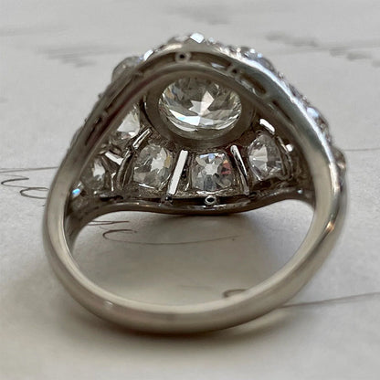 Art Deco Round Cut Diamond Openwork Engagement Ring - JEWELBUYS